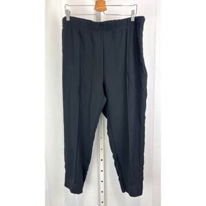 ANTHROPOLOGIE Pintuck Pleat Ankle Pants Flat Front Side Zip Knit Black 2X Plus